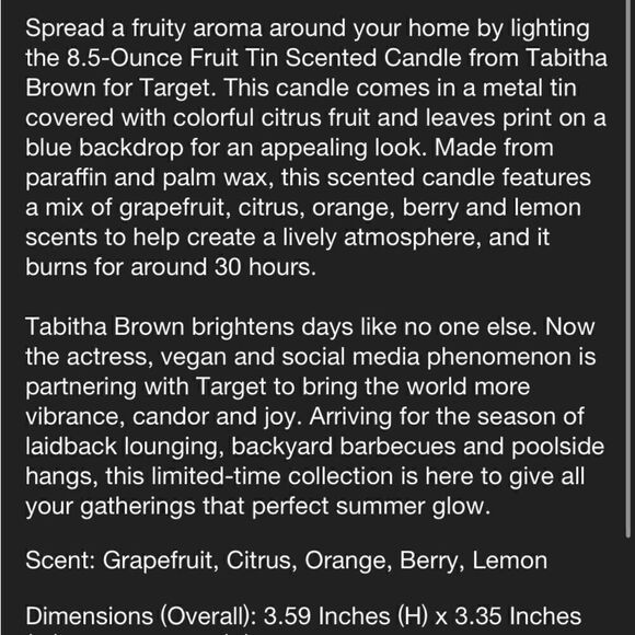 Tabitha Brown Candle in Tin/Container - Picture 4 of 5